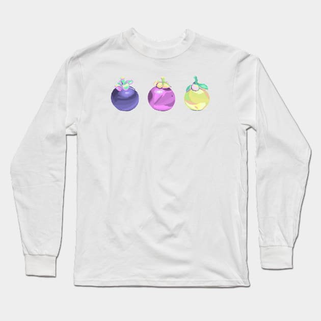 Mangosteen Pixel art, Cute Mangosteen fruit, Thai fruit Long Sleeve T-Shirt by Tapood